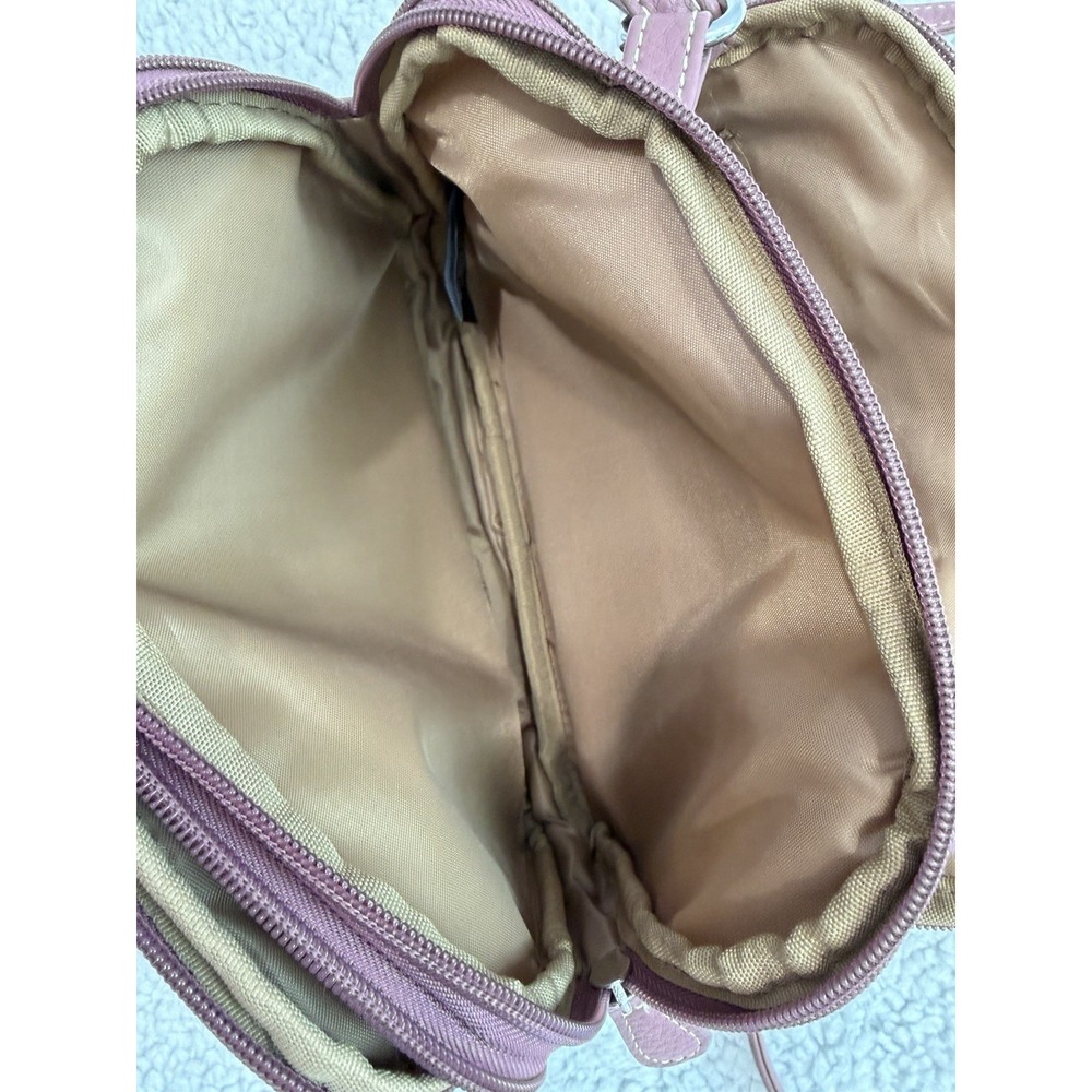 MultiSac Crossbody Bag Mauve Pink Faux Leather Multi Pocket Shoulder Purse - Picture 10 of 12